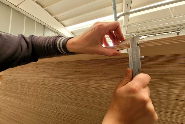 Controllo campione di espositore custom in legno ad incastro Esposit